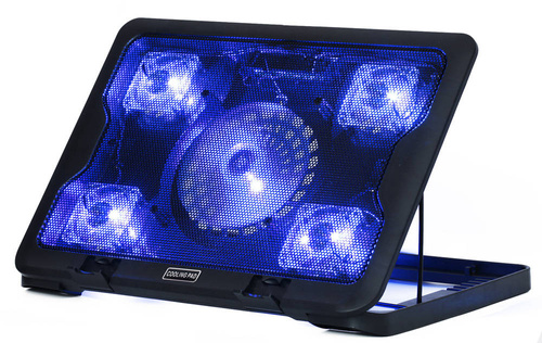 C5-NERO | Supporto di raffreddamento per laptop da 12-17" | 5 ventole | HUB USB | LED