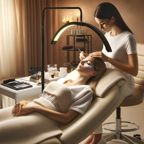 EPT-135-WHITE | Lamp for a tattoo studio | Shadowless LED beauty lamp | Floor lamp for beauty salons, eyelash and nail styling