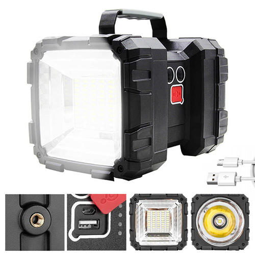 W844 | Double-sided multifunction LED searchlight with built-in rechargeable battery | 1200lm, 7 lighting modes, up to 20h | powerbank function