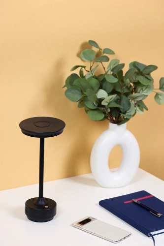 HJA30-NEGRU | Lampa de masa cu baterie incorporata | Lampă de noapte cu trei culori de lumină | Lampă de atmosferă pentru un hotel sau restaurant