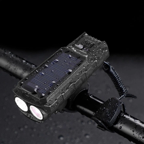 Luz solar para bicicleta con bocina 130 dB | Iluminación LED 400 lm | Luz de bicicleta impermeable | QX-LY-17-2