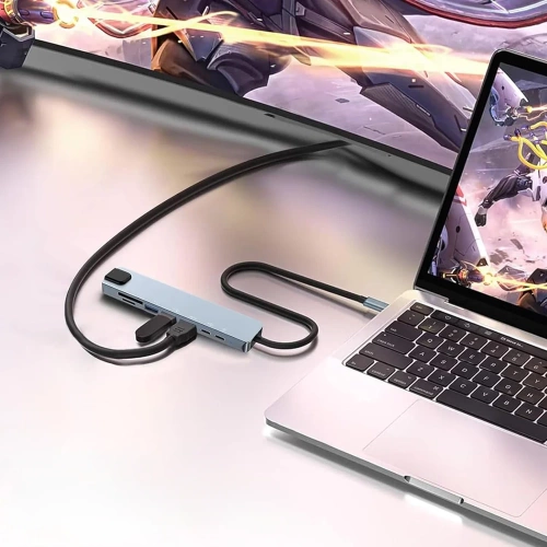 HUB | USB-C splitter to 2x USB-A + 2x USB-C + SD + TF cards + HDMI + LAN | adapter, splitter type C 8in1