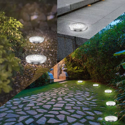 YNG-16LED-WC | Solárne svietidlo, záhradné, pozemné | 16 LED | Nehrdzavejúca oceľ | ⌀ 11,5 cm