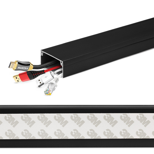 ZXC-20-1M | Banda de mascare pentru cabluri RTV, canal de cablu, placa de acoperire | Bandă adezivă 3M | 1 metru, 40x20mm, negru