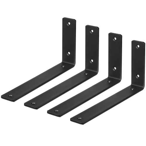 JZ-L235-NEGRO | Juego de 4 soportes para estantes | Ángulo del estante 24 cm 