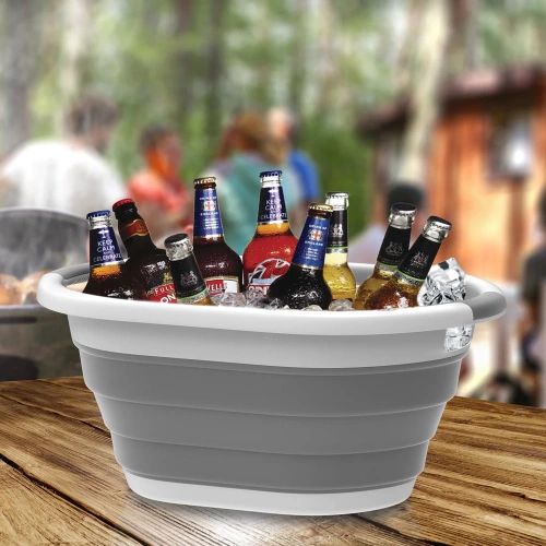 XJP-26L-GREY | Silicone foldable bowl For laundry