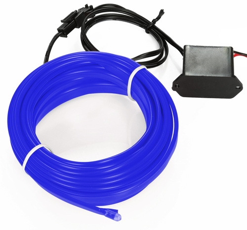 El Wire Blauw 1M Set - Omgevingslicht EL Wire glasvezel met een losse 12V omvormer