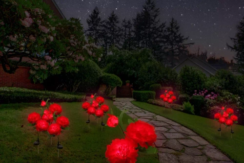 FLD-10-ROSSO | Lampione solare da giardino LED Peonia rosso | 80 cm, 600 mAh