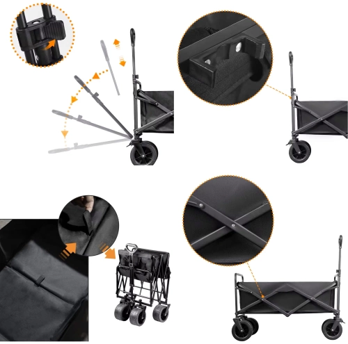 Foldable tourist trolley | Large transport trolley 100kg | Beach trolley 120L | CP01-80
