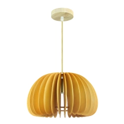 Lustră suspendată din lemn stil boho | lampă de tavan naturală E27 | abajur decorativ din lemn | stil scandinav | YG-XD004-WOOD