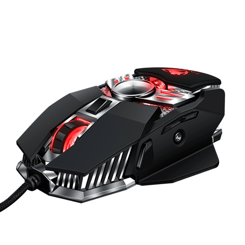 V10| Mouse per computer da gioco, cablato, ottico, USB | Retroilluminazione a LED RGB | 6400 DPI, 7 pulsanti, pesi