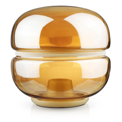 Tischleuchte aus Glas | modernes Design, Retro-Stil, warmes Licht, ideal für Wohnzimmer und Schlafzimmer | braun | BH-258-BROWN