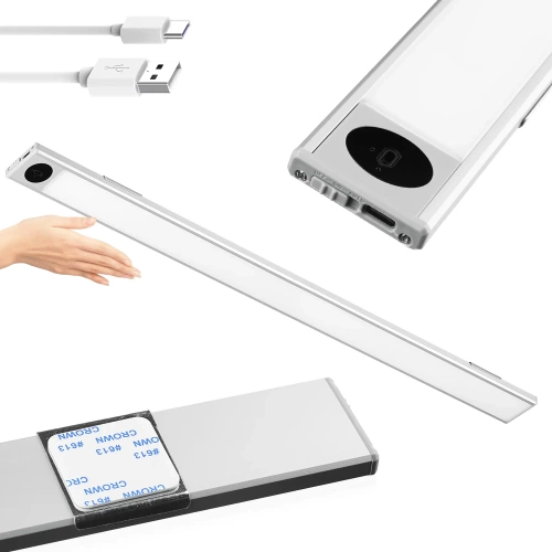 HSL-S50CM-SILVER | Furniture lamp with motion sensor | Wireless night lamp with sensor | LED under-cabinet lamp 50 cm