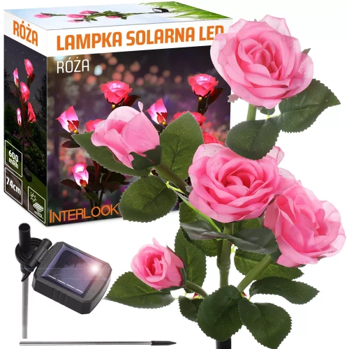 FLD-35-PINK | LED saulės sodo lempa Rožinės rožės | 74 cm, 600 mAh