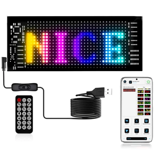 Programmable LED display panel "Devil Eyes" | 70 x 173 mm | RGB | custom text and animations | HRP-1632