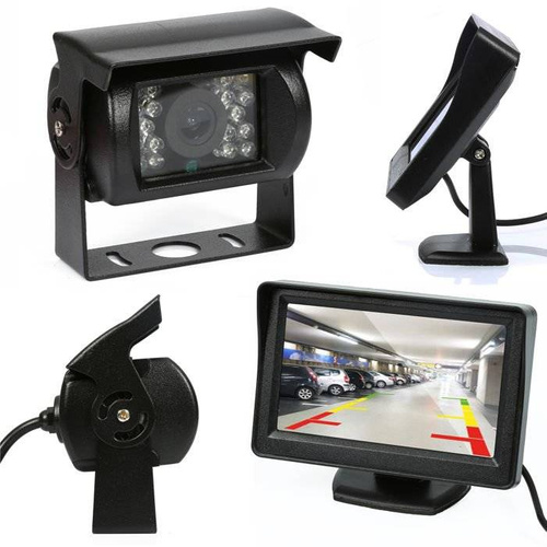 2in1 | PZ703 PZ470 | Set - 18IR 12-24V achteruitrijcamera met 4,3" LCD TFT monitor op statief