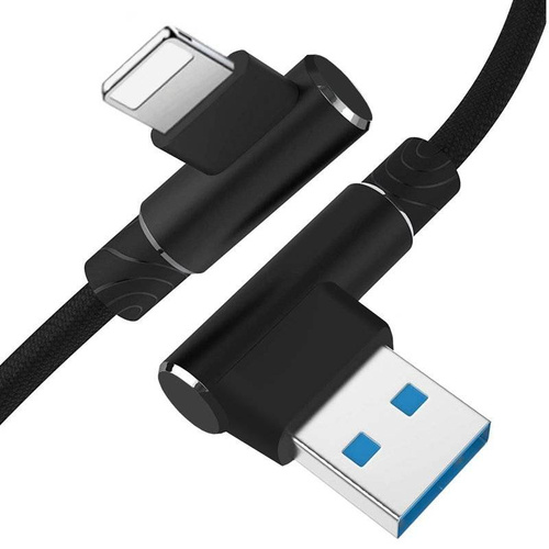 USB-Ladekabel | Lightning, 1 m, abgewinkelt, 2,4 A, kompatibel mit iPhone 5 6 7 8 X 11 | AM30