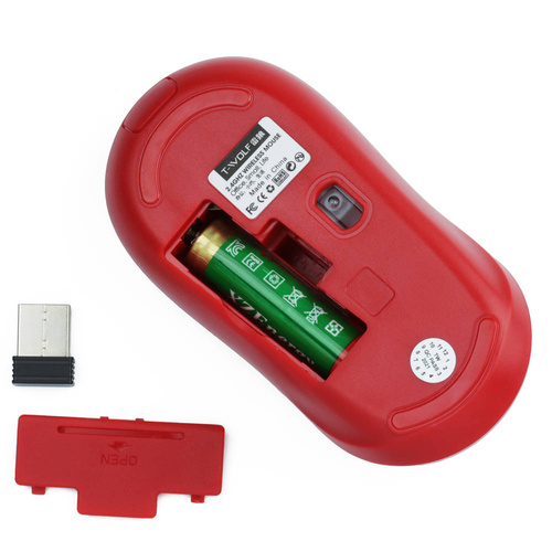 Q18 | Mouse ottico wireless per computer da ufficio | 1000DPI | Rosso