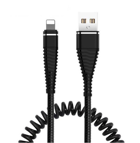 AM32 | Lightning 1M | Spiral USB cable for charging the phone | Quick Charge 3.0 2.4A