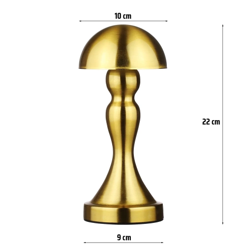 LED-Tischleuchte mit integriertem Akku | Nachttischleuchte mit drei Lichtfarben | Stimmungsleuchte für Hotel, Restaurant | gold | HJA11-A-GOLD