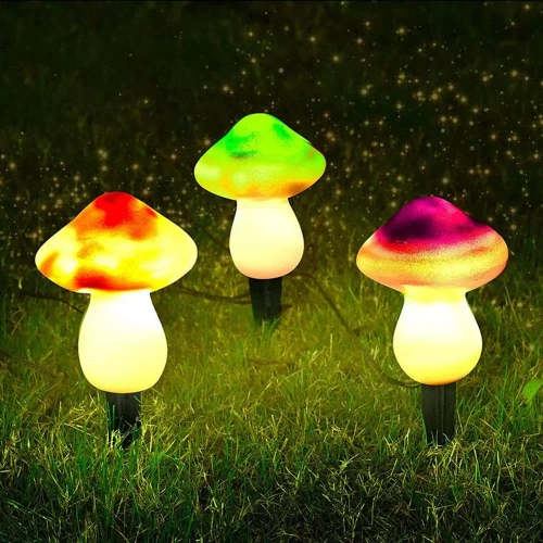 FLD-19-W | Záhradná solárna lampa LED Mushrooms 3 ks | 22 cm, 600 mAh