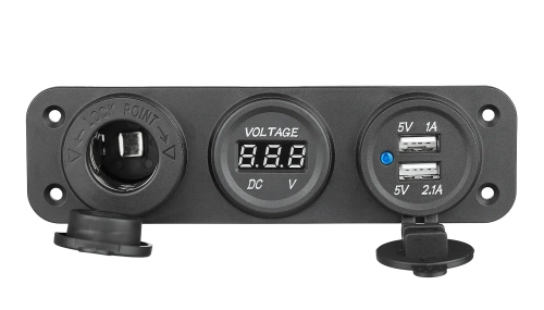 Painel automotivo 3 em 1 12V 24V | Painel de controle com interruptores de 12V | Divisor de tomada para acendedor de cigarros USB | Voltímetro