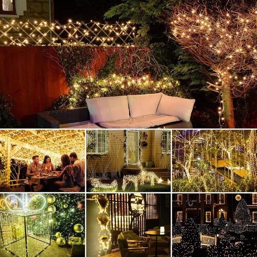 FLD-200LED-WW | Ghirlanda solare, lampada da giardino | 200 LED, 20 m | bianco caldo