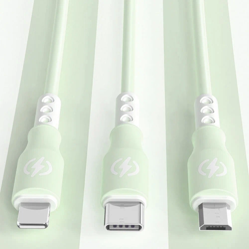 B2-3in1-groen | USB-kabel met drie oplaadstekkers