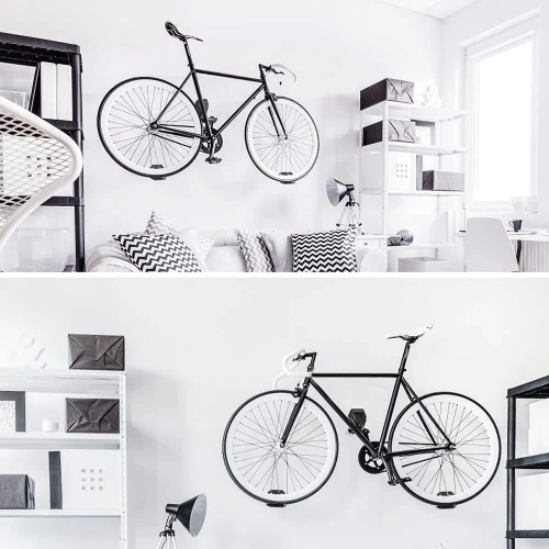 Support à vélos mural pliable | Support de rangement en acier durable | Crochet mural avec supports de roues | J-304