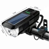  Luce solare per bicicletta con potente LED da 350 lm, clacson da 120 dB e ricarica USB/solare | Luci per bicicletta con clacson | QX-LY-17