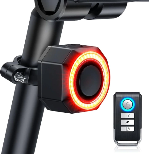Lumină inteligentă spate pentru bicicletă cu alarmă | Alarmă bicicletă LED 4 în 1 | Lumină de frână cu claxon 110 db | BBL-A6