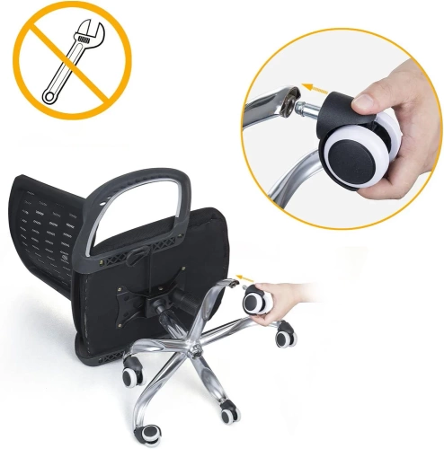 WXL-D50MM-5ST | Universele wielen voor een bureaustoel | Set van 5 meubelwielen | Wielen voor een draaistoel