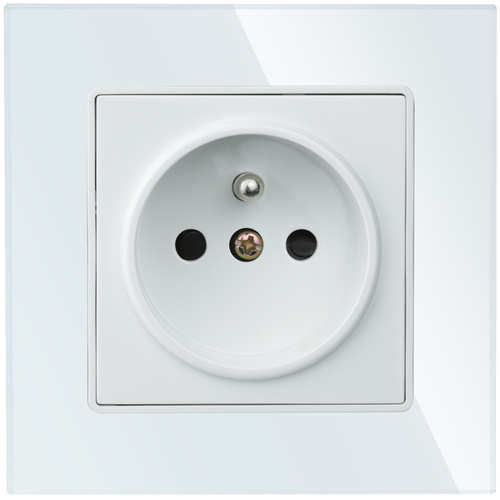 SC80-1 | Single socket with grounding | White | Glass | 230V