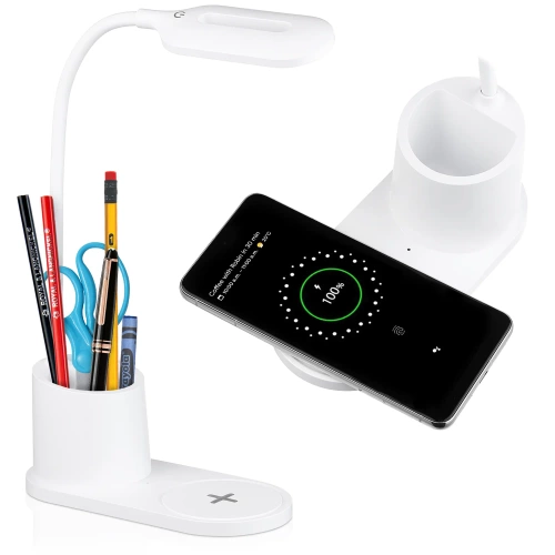 WD-T03-BLANC | Lampe de bureau LED avec chargeur inductif | Blanc