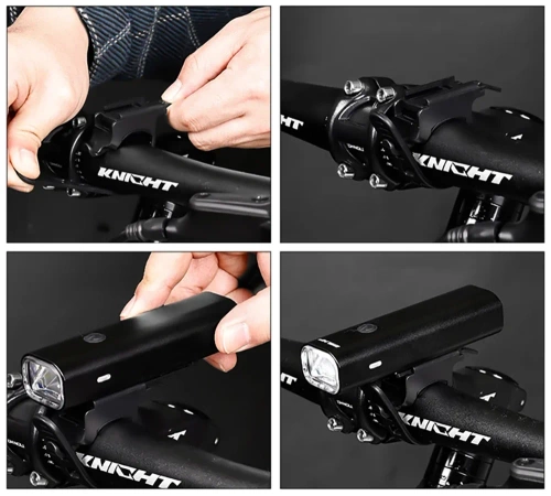 Farol de bicicleta LED USB-C de 400 lm | Luz de bicicleta à prova d'água com modo SOS | Luz potente com bateria recarregável integrada | XJLQD