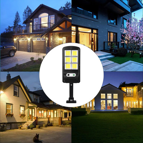 LD-120COB-6S | LED solar garden lamp with motion and twilight sensor IP65 | 120 COB LEDs | IR remote control