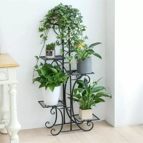 MF-S05-ZWART | Metalen bloemenstandaard | bloemenplank | zwart