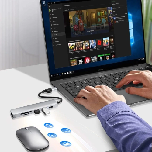 HUB | Rozbočovač USB-C pro 3x USB + SD + TF karty | adaptér, rozbočovač typ C 5v1