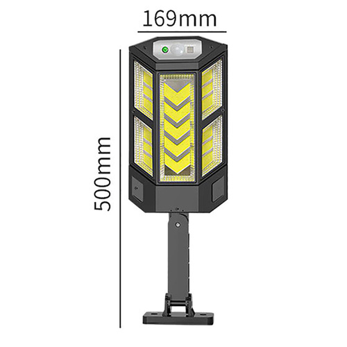 LD-05-L | LED solar garden lamp with motion and twilight sensor size L | IP65 | 249 COB LEDs | IR remote control
