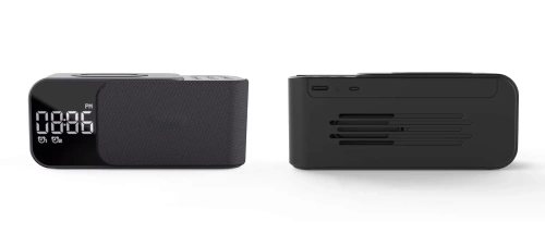 WD-500-BK | Radio FM con despertador y cargador inalámbrico | Reloj despertador multifuncional con Bluetooth