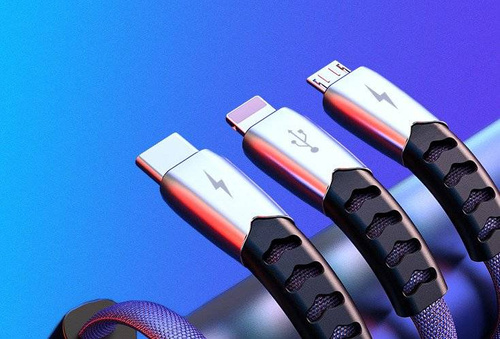 UC-009 | 3 az 1-ben 1 millió | Megerősített USB-kábel 3 az 1-ben telefonhoz - Micro USB, Type-C, Lightning (iPhone)