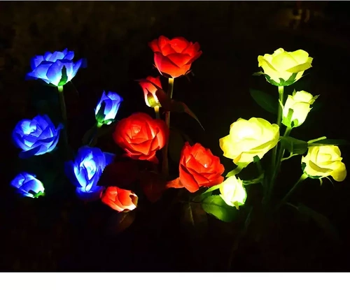 FLD-35-GEEL | Zonnebloem | LED-tuinlamp op zonne-energie Gele rozen | 74cm, 600mAh