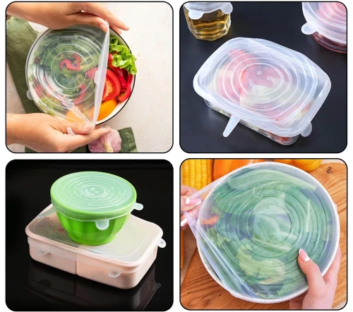 FLR-6PCS-СИН | Универсални силиконови капаци | Комплект гъвкави капаци