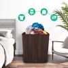 ZYL-100L-DABR | Brown laundry basket | Bamboo toy box | Wooden clothes basket | Two-compartment laundry basket for the bathroom