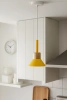 Suspension avec abat-jour jaune et bois | style minimaliste scandinave avec douille E27 | jaune | YG-XD002B-Y
