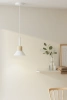 Suspensie cu abajur alb și elemente din lemn | design minimalist, stil scandinav, soclu E27 | YG-XD002B-W
