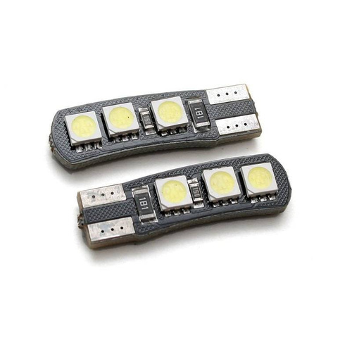 Autó LED izzó W5W T10 6 SMD 5050 CAN BUS kétoldalas