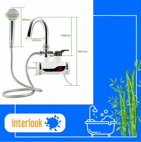 RX-018-BLANC | Robinet électrique avec fonction douche | Chauffage réglable | chauffe-eau instantané avec télécommande | Blanc