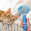 PSC-195-AZUL | Cepillo para cepillar el pelo de perros y gatos | Cepillo de aseo para mascotas autolimpiante