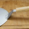 MD-120-SILVER | Steel pizza peel | Bread and baking shovel | Round stove spatula 